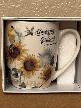 Sandy Clough “Amazing Grace How Sweet the Sound” Sunflower Ceramic Mug